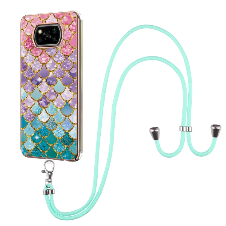 Electroplating Pattern IMD TPU Shockproof Case with Neck Lanyard, For Xiaomi Redmi Note 10 Pro / 10 Pro Max, For Xiaomi Poco X3 NFC