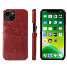 Load image into Gallery viewer, Fierre Shann Retro Oil Wax Texture PU Leather Case with Card Slots, For iPhone 13, For iPhone 13 Mini, For iPhone 13 Pro, For iPhone 13 Pro Max