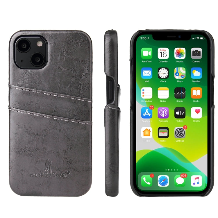 Fierre Shann Retro Oil Wax Texture PU Leather Case with Card Slots, For iPhone 13, For iPhone 13 Mini, For iPhone 13 Pro, For iPhone 13 Pro Max