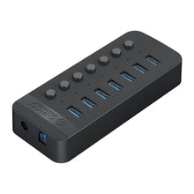 Load image into Gallery viewer, ORICO CT2U3-7AB-WH 7 In 1 Plastic Stripes Multi-Port USB HUB with Individual Switches,, CT2U3-7AB-BK AU Plug, CT2U3-7AB-WH AU Plug, CT2U3-7AB-BK UK Plug, CT2U3-7AB-WH UK Plug, CT2U3-7AB-BK EU Plug, CT2U3-7AB-WH EU Plug