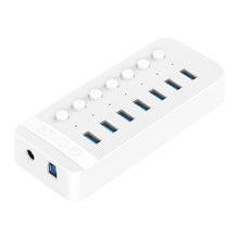 Load image into Gallery viewer, ORICO CT2U3-7AB-WH 7 In 1 Plastic Stripes Multi-Port USB HUB with Individual Switches,, CT2U3-7AB-BK AU Plug, CT2U3-7AB-WH AU Plug, CT2U3-7AB-BK UK Plug, CT2U3-7AB-WH UK Plug, CT2U3-7AB-BK EU Plug, CT2U3-7AB-WH EU Plug
