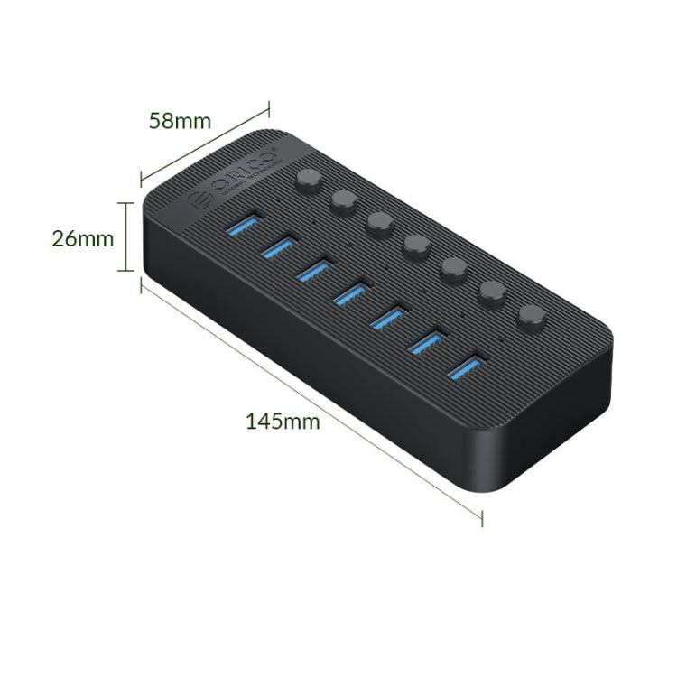 ORICO CT2U3-7AB-WH 7 In 1 Plastic Stripes Multi-Port USB HUB with Individual Switches,, CT2U3-7AB-BK AU Plug, CT2U3-7AB-WH AU Plug, CT2U3-7AB-BK UK Plug, CT2U3-7AB-WH UK Plug, CT2U3-7AB-BK EU Plug, CT2U3-7AB-WH EU Plug