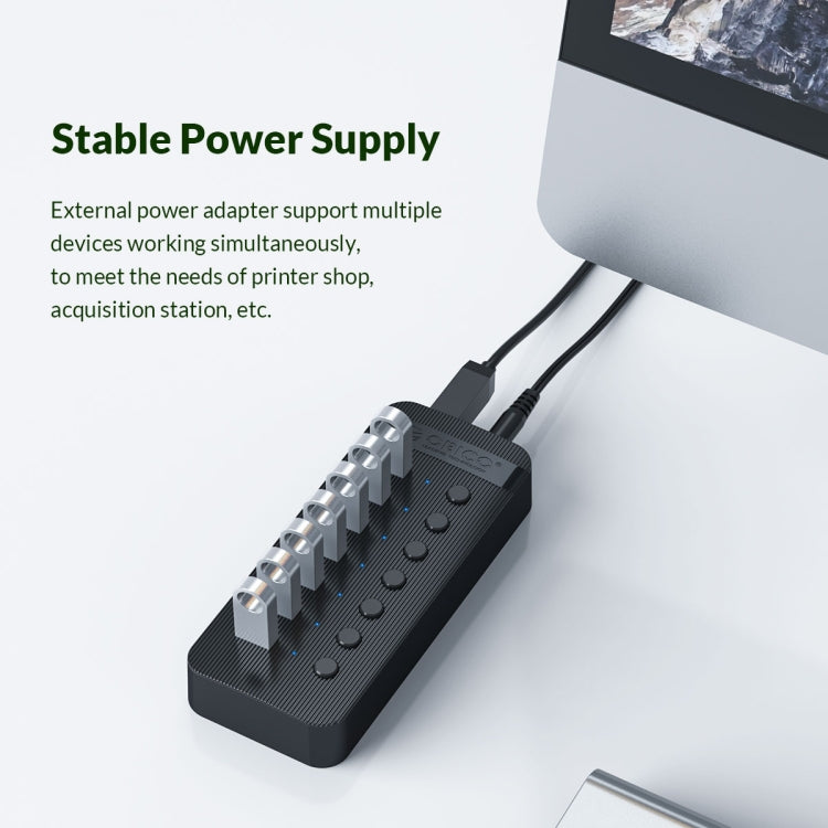 ORICO CT2U3-7AB-WH 7 In 1 Plastic Stripes Multi-Port USB HUB with Individual Switches,, CT2U3-7AB-BK AU Plug, CT2U3-7AB-WH AU Plug, CT2U3-7AB-BK UK Plug, CT2U3-7AB-WH UK Plug, CT2U3-7AB-BK EU Plug, CT2U3-7AB-WH EU Plug