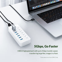 Load image into Gallery viewer, ORICO CT2U3-10AB-WH 10 In 1 Plastic Stripes Multi-Port USB HUB with Individual Switches,, CT2U3-10AB-BK UK Plug, CT2U3-10AB-WH UK Plug, CT2U3-10AB-BK EU Plug, CT2U3-10AB-WH EU Plug, CT2U3-10AB-BK AU Plug, CT2U3-10AB-WH AU Plug