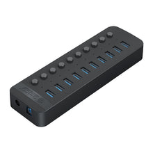 Load image into Gallery viewer, ORICO CT2U3-10AB-WH 10 In 1 Plastic Stripes Multi-Port USB HUB with Individual Switches,, CT2U3-10AB-BK UK Plug, CT2U3-10AB-WH UK Plug, CT2U3-10AB-BK EU Plug, CT2U3-10AB-WH EU Plug, CT2U3-10AB-BK AU Plug, CT2U3-10AB-WH AU Plug