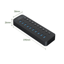 Load image into Gallery viewer, ORICO CT2U3-10AB-WH 10 In 1 Plastic Stripes Multi-Port USB HUB with Individual Switches,, CT2U3-10AB-BK AU Plug, CT2U3-10AB-WH AU Plug, CT2U3-10AB-BK UK Plug, CT2U3-10AB-WH UK Plug, CT2U3-10AB-BK EU Plug, CT2U3-10AB-WH EU Plug
