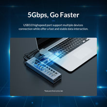 Load image into Gallery viewer, ORICO AT2U3-7AB-GY-BP 7 In 1 Aluminum Alloy Multi-Port USB HUB with Individual Switches,, EU Plug, UK Plug, AU Plug