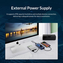 Load image into Gallery viewer, ORICO AT2U3-7AB-GY-BP 7 In 1 Aluminum Alloy Multi-Port USB HUB with Individual Switches,, EU Plug, UK Plug, AU Plug