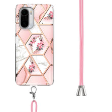 Load image into Gallery viewer, Electroplating Splicing Marble Flower Pattern TPU Shockproof Case with Lanyard, For Xiaomi Mi 11i / Poco F3, For Xiaomi Poco M3 / Redmi Note 9 4G, For Xiaomi Redmi 9A, For Xiaomi Mi 10 Lite 5G, For Xiaomi Mi 10T Lite 5G, For Xiaomi Mi 10T 5G / 10T Pro ...