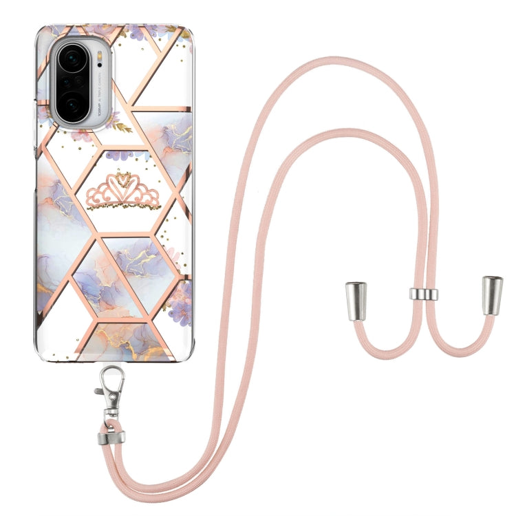 Electroplating Splicing Marble Flower Pattern TPU Shockproof Case with Lanyard, For Xiaomi Mi 11i / Poco F3, For Xiaomi Poco M3 / Redmi Note 9 4G, For Xiaomi Redmi 9A, For Xiaomi Mi 10 Lite 5G, For Xiaomi Mi 10T Lite 5G, For Xiaomi Mi 10T 5G / 10T Pro ...