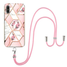 Load image into Gallery viewer, Electroplating Splicing Marble Flower Pattern TPU Shockproof Case with Lanyard, For Xiaomi Mi 11i / Poco F3, For Xiaomi Poco M3 / Redmi Note 9 4G, For Xiaomi Redmi 9A, For Xiaomi Mi 10 Lite 5G, For Xiaomi Mi 10T Lite 5G, For Xiaomi Mi 10T 5G / 10T Pro ...
