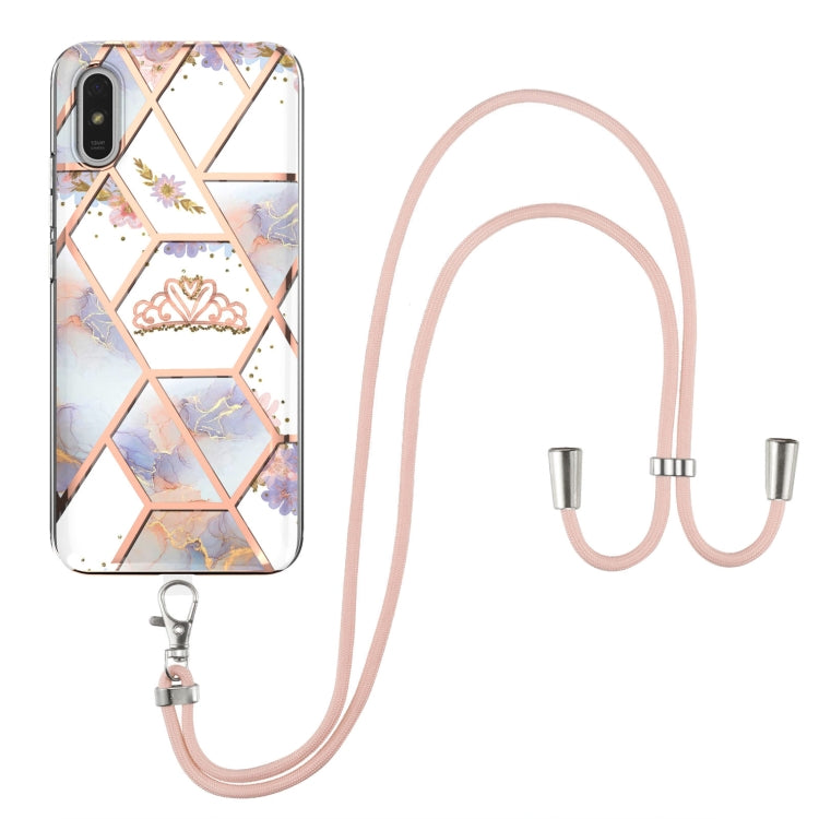 Electroplating Splicing Marble Flower Pattern TPU Shockproof Case with Lanyard, For Xiaomi Mi 11i / Poco F3, For Xiaomi Poco M3 / Redmi Note 9 4G, For Xiaomi Redmi 9A, For Xiaomi Mi 10 Lite 5G, For Xiaomi Mi 10T Lite 5G, For Xiaomi Mi 10T 5G / 10T Pro ...