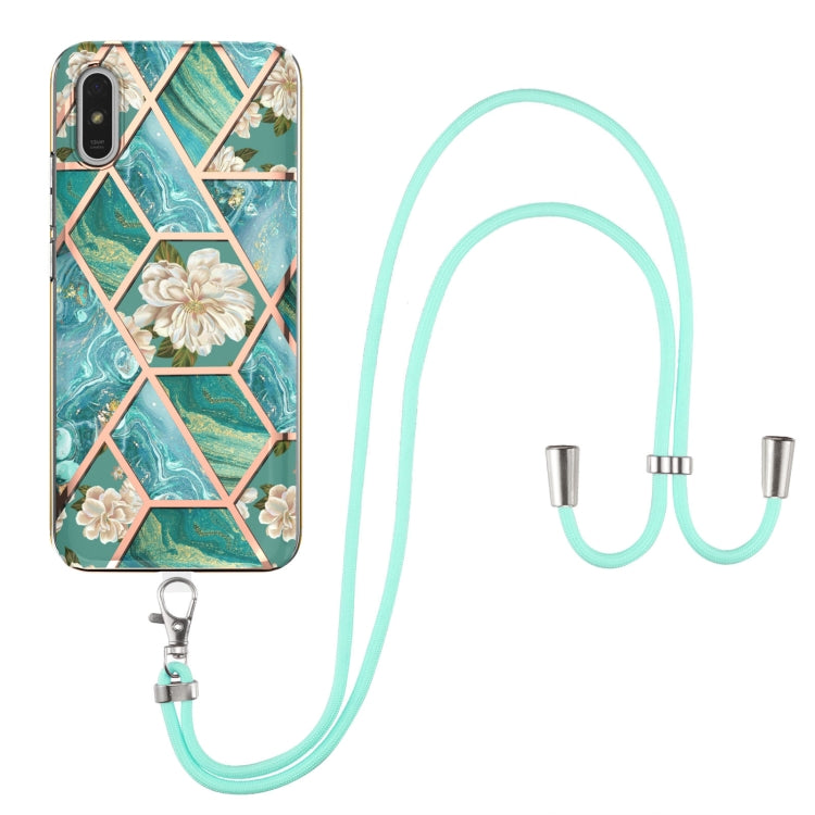 Electroplating Splicing Marble Flower Pattern TPU Shockproof Case with Lanyard, For Xiaomi Mi 11i / Poco F3, For Xiaomi Poco M3 / Redmi Note 9 4G, For Xiaomi Redmi 9A, For Xiaomi Mi 10 Lite 5G, For Xiaomi Mi 10T Lite 5G, For Xiaomi Mi 10T 5G / 10T Pro ...