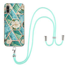Load image into Gallery viewer, Electroplating Splicing Marble Flower Pattern TPU Shockproof Case with Lanyard, For Xiaomi Mi 11i / Poco F3, For Xiaomi Poco M3 / Redmi Note 9 4G, For Xiaomi Redmi 9A, For Xiaomi Mi 10 Lite 5G, For Xiaomi Mi 10T Lite 5G, For Xiaomi Mi 10T 5G / 10T Pro ...
