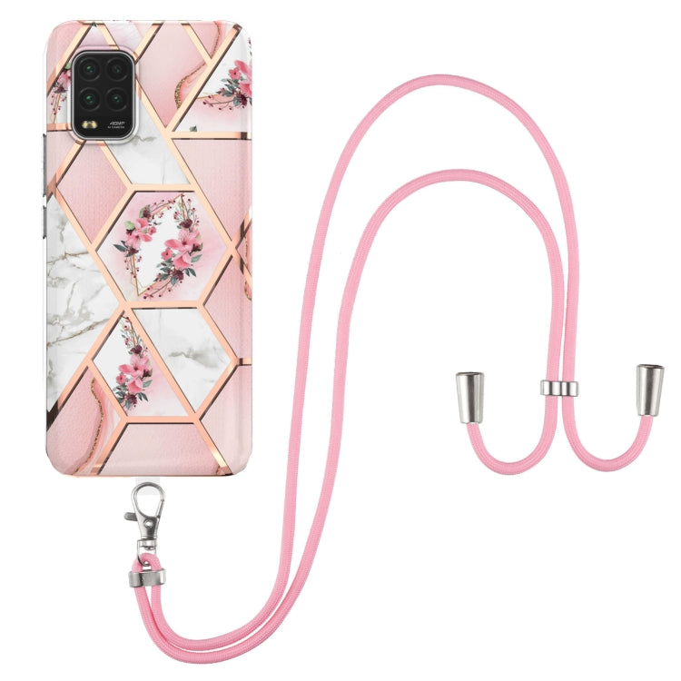 Electroplating Splicing Marble Flower Pattern TPU Shockproof Case with Lanyard, For Xiaomi Mi 11i / Poco F3, For Xiaomi Poco M3 / Redmi Note 9 4G, For Xiaomi Redmi 9A, For Xiaomi Mi 10 Lite 5G, For Xiaomi Mi 10T Lite 5G, For Xiaomi Mi 10T 5G / 10T Pro ...