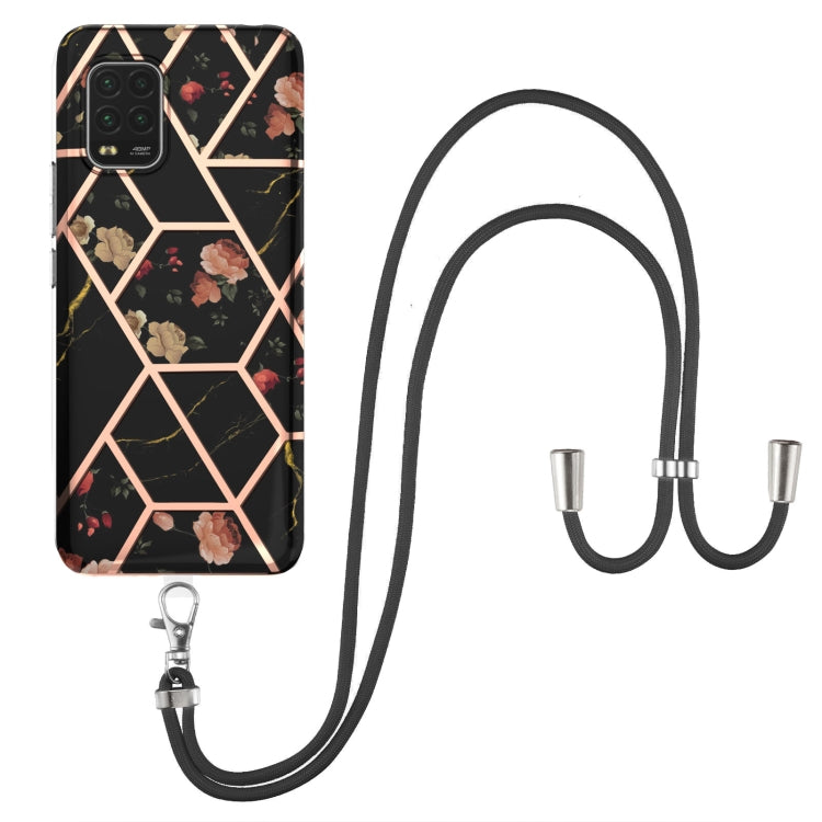 Electroplating Splicing Marble Flower Pattern TPU Shockproof Case with Lanyard, For Xiaomi Mi 11i / Poco F3, For Xiaomi Poco M3 / Redmi Note 9 4G, For Xiaomi Redmi 9A, For Xiaomi Mi 10 Lite 5G, For Xiaomi Mi 10T Lite 5G, For Xiaomi Mi 10T 5G / 10T Pro ...