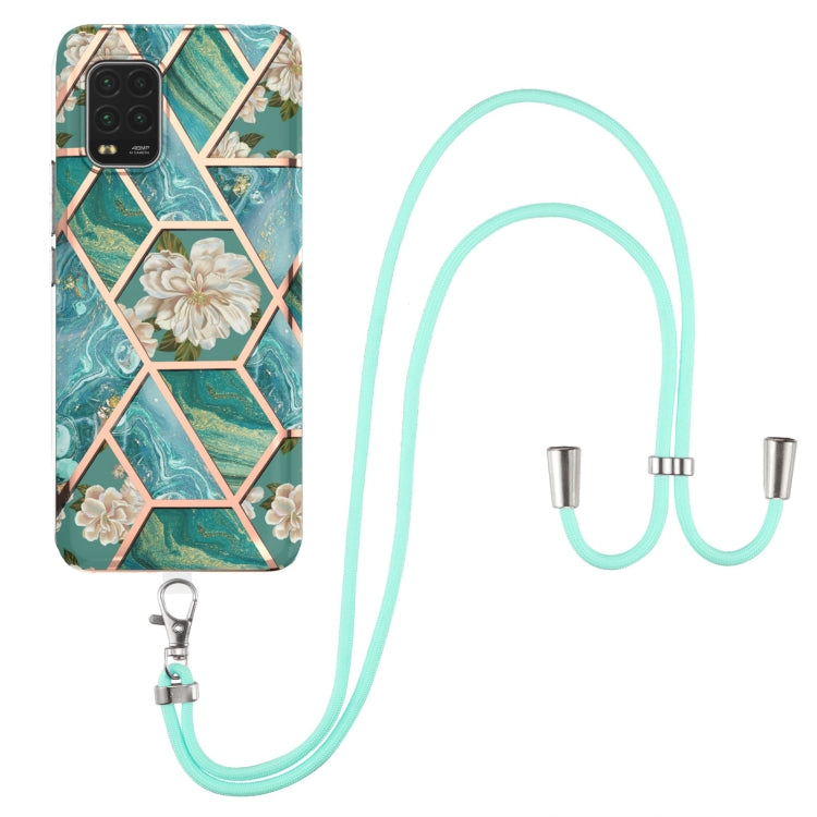 Electroplating Splicing Marble Flower Pattern TPU Shockproof Case with Lanyard, For Xiaomi Mi 11i / Poco F3, For Xiaomi Poco M3 / Redmi Note 9 4G, For Xiaomi Redmi 9A, For Xiaomi Mi 10 Lite 5G, For Xiaomi Mi 10T Lite 5G, For Xiaomi Mi 10T 5G / 10T Pro ...