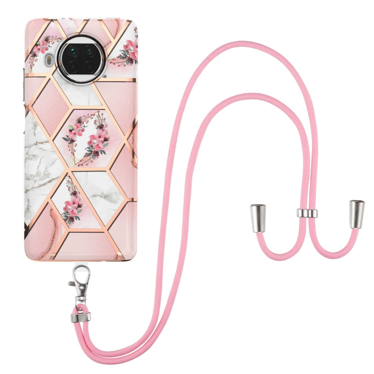 Electroplating Splicing Marble Flower Pattern TPU Shockproof Case with Lanyard, For Xiaomi Mi 11i / Poco F3, For Xiaomi Poco M3 / Redmi Note 9 4G, For Xiaomi Redmi 9A, For Xiaomi Mi 10 Lite 5G, For Xiaomi Mi 10T Lite 5G, For Xiaomi Mi 10T 5G / 10T Pro ...