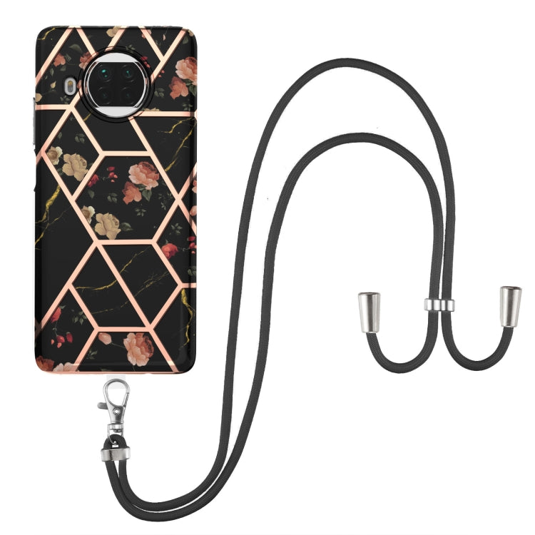 Electroplating Splicing Marble Flower Pattern TPU Shockproof Case with Lanyard, For Xiaomi Mi 11i / Poco F3, For Xiaomi Poco M3 / Redmi Note 9 4G, For Xiaomi Redmi 9A, For Xiaomi Mi 10 Lite 5G, For Xiaomi Mi 10T Lite 5G, For Xiaomi Mi 10T 5G / 10T Pro ...