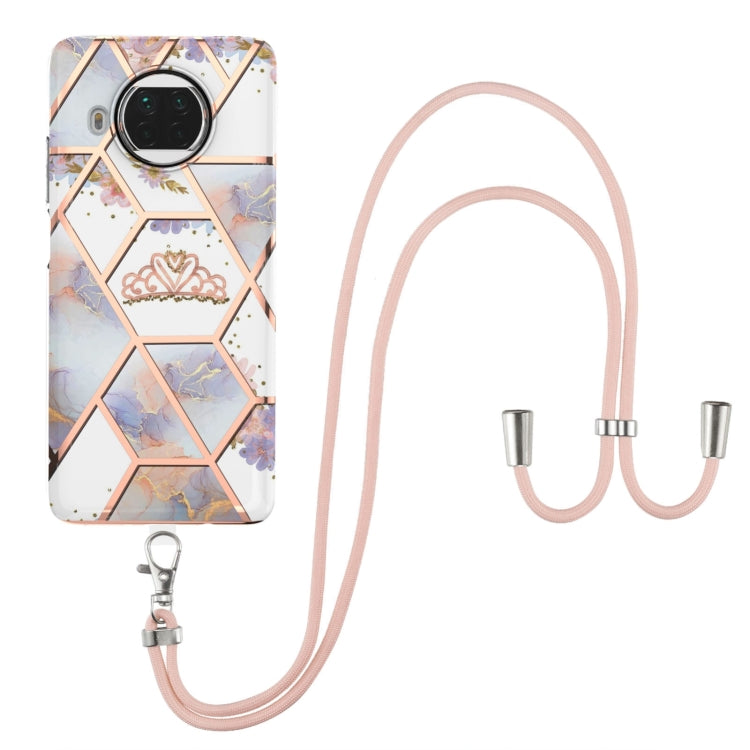 Electroplating Splicing Marble Flower Pattern TPU Shockproof Case with Lanyard, For Xiaomi Mi 11i / Poco F3, For Xiaomi Poco M3 / Redmi Note 9 4G, For Xiaomi Redmi 9A, For Xiaomi Mi 10 Lite 5G, For Xiaomi Mi 10T Lite 5G, For Xiaomi Mi 10T 5G / 10T Pro ...
