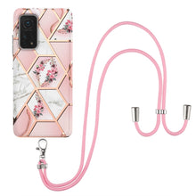 Load image into Gallery viewer, Electroplating Splicing Marble Flower Pattern TPU Shockproof Case with Lanyard, For Xiaomi Mi 11i / Poco F3, For Xiaomi Poco M3 / Redmi Note 9 4G, For Xiaomi Redmi 9A, For Xiaomi Mi 10 Lite 5G, For Xiaomi Mi 10T Lite 5G, For Xiaomi Mi 10T 5G / 10T Pro ...