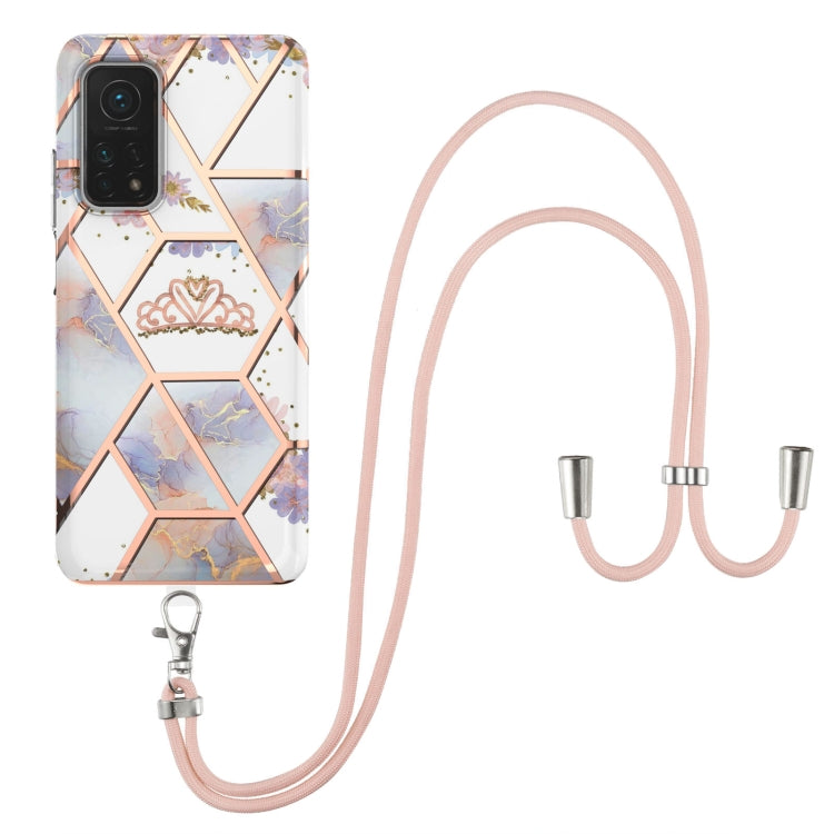 Electroplating Splicing Marble Flower Pattern TPU Shockproof Case with Lanyard, For Xiaomi Mi 11i / Poco F3, For Xiaomi Poco M3 / Redmi Note 9 4G, For Xiaomi Redmi 9A, For Xiaomi Mi 10 Lite 5G, For Xiaomi Mi 10T Lite 5G, For Xiaomi Mi 10T 5G / 10T Pro ...
