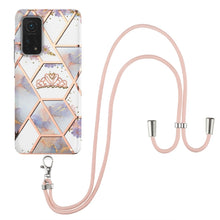 Load image into Gallery viewer, Electroplating Splicing Marble Flower Pattern TPU Shockproof Case with Lanyard, For Xiaomi Mi 11i / Poco F3, For Xiaomi Poco M3 / Redmi Note 9 4G, For Xiaomi Redmi 9A, For Xiaomi Mi 10 Lite 5G, For Xiaomi Mi 10T Lite 5G, For Xiaomi Mi 10T 5G / 10T Pro ...