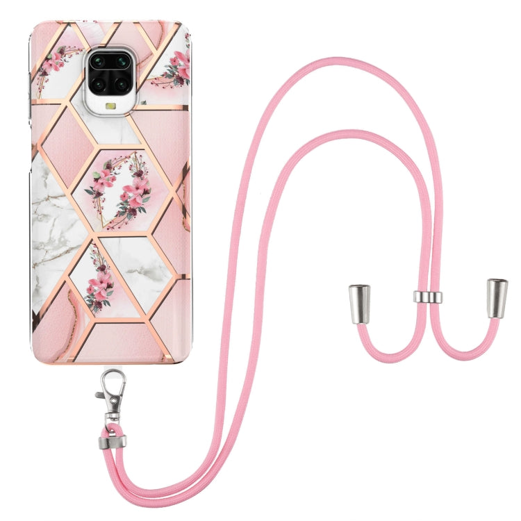 Electroplating Splicing Marble Flower Pattern TPU Shockproof Case with Lanyard, For Xiaomi Mi 11i / Poco F3, For Xiaomi Poco M3 / Redmi Note 9 4G, For Xiaomi Redmi 9A, For Xiaomi Mi 10 Lite 5G, For Xiaomi Mi 10T Lite 5G, For Xiaomi Mi 10T 5G / 10T Pro ...