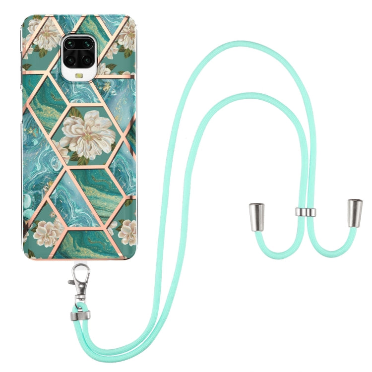 Electroplating Splicing Marble Flower Pattern TPU Shockproof Case with Lanyard, For Xiaomi Mi 11i / Poco F3, For Xiaomi Poco M3 / Redmi Note 9 4G, For Xiaomi Redmi 9A, For Xiaomi Mi 10 Lite 5G, For Xiaomi Mi 10T Lite 5G, For Xiaomi Mi 10T 5G / 10T Pro ...