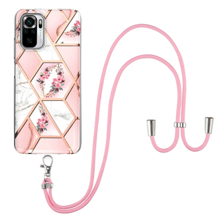 Electroplating Splicing Marble Flower Pattern TPU Shockproof Case with Lanyard, For Xiaomi Mi 11i / Poco F3, For Xiaomi Poco M3 / Redmi Note 9 4G, For Xiaomi Redmi 9A, For Xiaomi Mi 10 Lite 5G, For Xiaomi Mi 10T Lite 5G, For Xiaomi Mi 10T 5G / 10T Pro ...