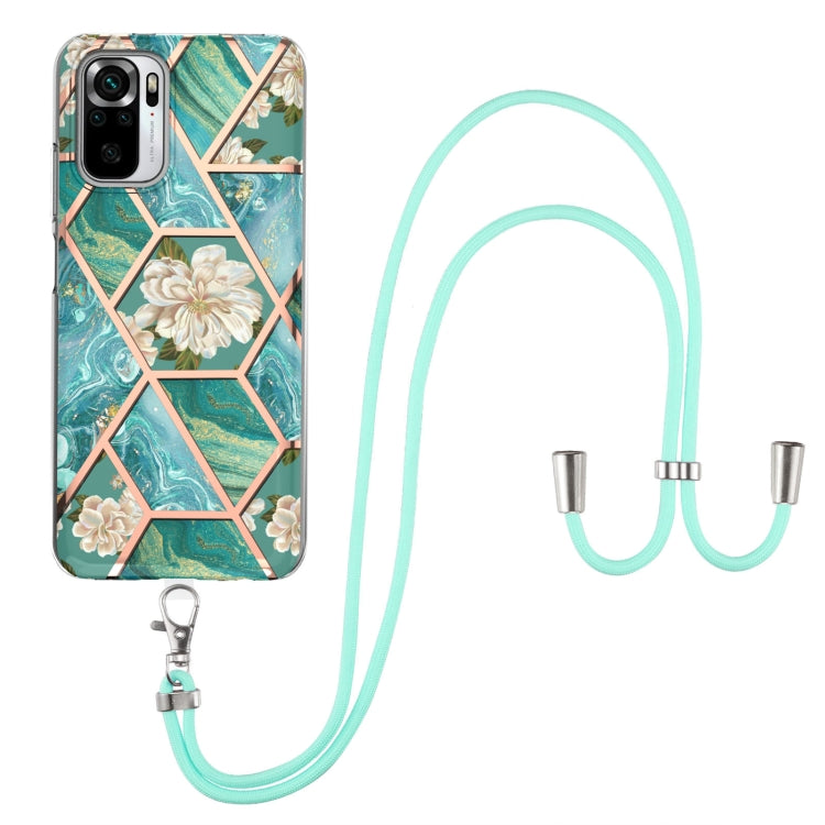 Electroplating Splicing Marble Flower Pattern TPU Shockproof Case with Lanyard, For Xiaomi Mi 11i / Poco F3, For Xiaomi Poco M3 / Redmi Note 9 4G, For Xiaomi Redmi 9A, For Xiaomi Mi 10 Lite 5G, For Xiaomi Mi 10T Lite 5G, For Xiaomi Mi 10T 5G / 10T Pro ...