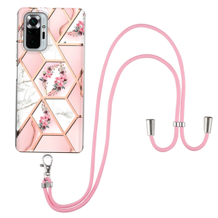 Electroplating Splicing Marble Flower Pattern TPU Shockproof Case with Lanyard, For Xiaomi Mi 11i / Poco F3, For Xiaomi Poco M3 / Redmi Note 9 4G, For Xiaomi Redmi 9A, For Xiaomi Mi 10 Lite 5G, For Xiaomi Mi 10T Lite 5G, For Xiaomi Mi 10T 5G / 10T Pro ...