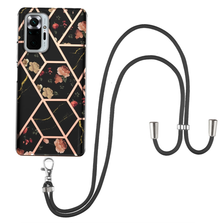 Electroplating Splicing Marble Flower Pattern TPU Shockproof Case with Lanyard, For Xiaomi Mi 11i / Poco F3, For Xiaomi Poco M3 / Redmi Note 9 4G, For Xiaomi Redmi 9A, For Xiaomi Mi 10 Lite 5G, For Xiaomi Mi 10T Lite 5G, For Xiaomi Mi 10T 5G / 10T Pro ...
