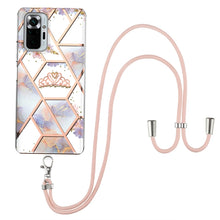 Load image into Gallery viewer, Electroplating Splicing Marble Flower Pattern TPU Shockproof Case with Lanyard, For Xiaomi Mi 11i / Poco F3, For Xiaomi Poco M3 / Redmi Note 9 4G, For Xiaomi Redmi 9A, For Xiaomi Mi 10 Lite 5G, For Xiaomi Mi 10T Lite 5G, For Xiaomi Mi 10T 5G / 10T Pro ...