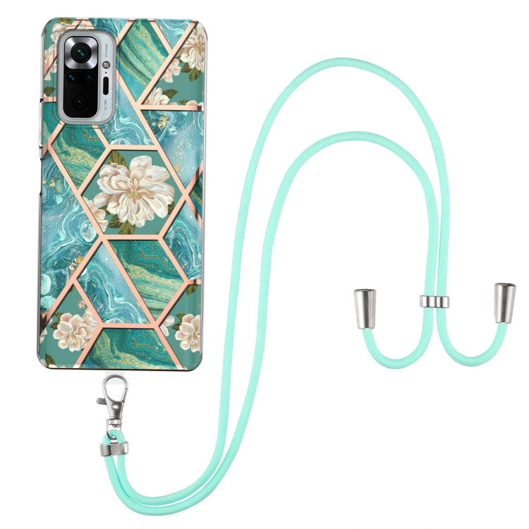 Electroplating Splicing Marble Flower Pattern TPU Shockproof Case with Lanyard, For Xiaomi Mi 11i / Poco F3, For Xiaomi Poco M3 / Redmi Note 9 4G, For Xiaomi Redmi 9A, For Xiaomi Mi 10 Lite 5G, For Xiaomi Mi 10T Lite 5G, For Xiaomi Mi 10T 5G / 10T Pro ...