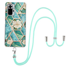 Load image into Gallery viewer, Electroplating Splicing Marble Flower Pattern TPU Shockproof Case with Lanyard, For Xiaomi Mi 11i / Poco F3, For Xiaomi Poco M3 / Redmi Note 9 4G, For Xiaomi Redmi 9A, For Xiaomi Mi 10 Lite 5G, For Xiaomi Mi 10T Lite 5G, For Xiaomi Mi 10T 5G / 10T Pro ...