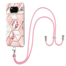 Load image into Gallery viewer, Electroplating Splicing Marble Flower Pattern TPU Shockproof Case with Lanyard, For Xiaomi Mi 11i / Poco F3, For Xiaomi Poco M3 / Redmi Note 9 4G, For Xiaomi Redmi 9A, For Xiaomi Mi 10 Lite 5G, For Xiaomi Mi 10T Lite 5G, For Xiaomi Mi 10T 5G / 10T Pro ...