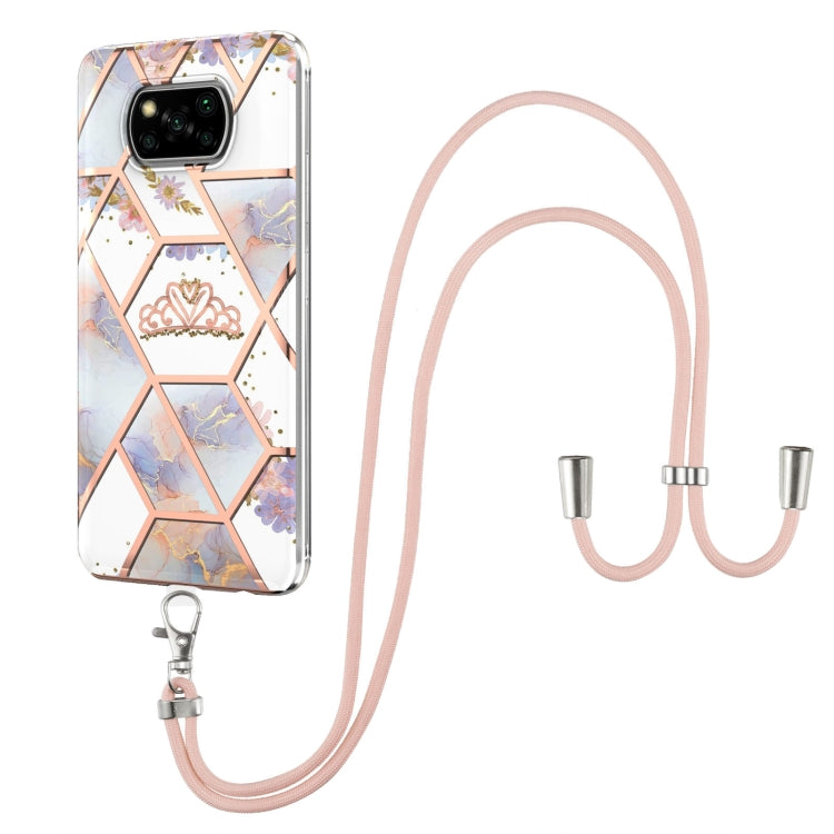 Electroplating Splicing Marble Flower Pattern TPU Shockproof Case with Lanyard, For Xiaomi Mi 11i / Poco F3, For Xiaomi Poco M3 / Redmi Note 9 4G, For Xiaomi Redmi 9A, For Xiaomi Mi 10 Lite 5G, For Xiaomi Mi 10T Lite 5G, For Xiaomi Mi 10T 5G / 10T Pro ...