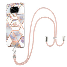 Load image into Gallery viewer, Electroplating Splicing Marble Flower Pattern TPU Shockproof Case with Lanyard, For Xiaomi Mi 11i / Poco F3, For Xiaomi Poco M3 / Redmi Note 9 4G, For Xiaomi Redmi 9A, For Xiaomi Mi 10 Lite 5G, For Xiaomi Mi 10T Lite 5G, For Xiaomi Mi 10T 5G / 10T Pro ...