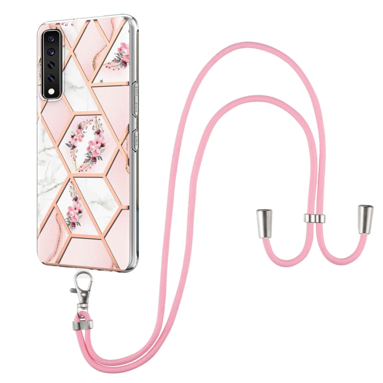 Electroplating Splicing Marble Flower Pattern TPU Shockproof Case with Lanyard, For Xiaomi Mi 11i / Poco F3, For Xiaomi Poco M3 / Redmi Note 9 4G, For Xiaomi Redmi 9A, For Xiaomi Mi 10 Lite 5G, For Xiaomi Mi 10T Lite 5G, For Xiaomi Mi 10T 5G / 10T Pro ...