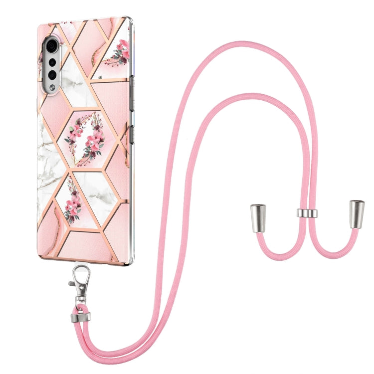 Electroplating Splicing Marble Flower Pattern TPU Shockproof Case with Lanyard, For LG Velvet 4G / Velvet 5G / G9, For Motorola Moto G Play 2021, For Motorola Moto G Power 2021, For Motorola Moto G Stylus 2021