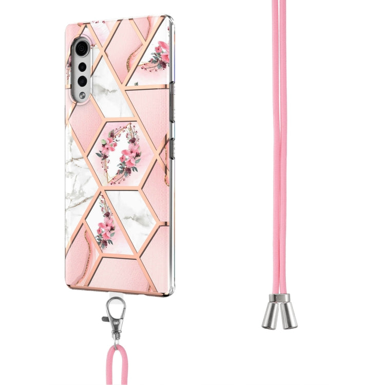 Electroplating Splicing Marble Flower Pattern TPU Shockproof Case with Lanyard, For LG Velvet 4G / Velvet 5G / G9, For Motorola Moto G Play 2021, For Motorola Moto G Power 2021, For Motorola Moto G Stylus 2021