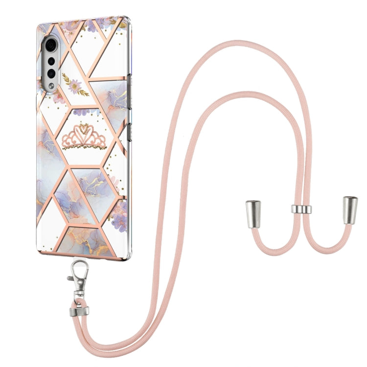 Electroplating Splicing Marble Flower Pattern TPU Shockproof Case with Lanyard, For LG Velvet 4G / Velvet 5G / G9, For Motorola Moto G Play 2021, For Motorola Moto G Power 2021, For Motorola Moto G Stylus 2021