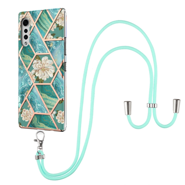Electroplating Splicing Marble Flower Pattern TPU Shockproof Case with Lanyard, For LG Velvet 4G / Velvet 5G / G9, For Motorola Moto G Play 2021, For Motorola Moto G Power 2021, For Motorola Moto G Stylus 2021