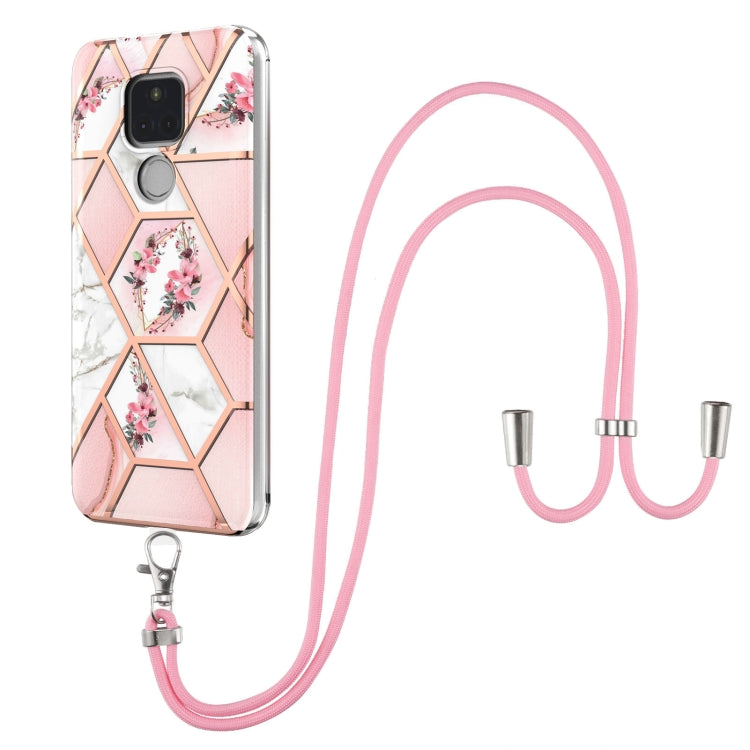 Electroplating Splicing Marble Flower Pattern TPU Shockproof Case with Lanyard, For LG Velvet 4G / Velvet 5G / G9, For Motorola Moto G Play 2021, For Motorola Moto G Power 2021, For Motorola Moto G Stylus 2021