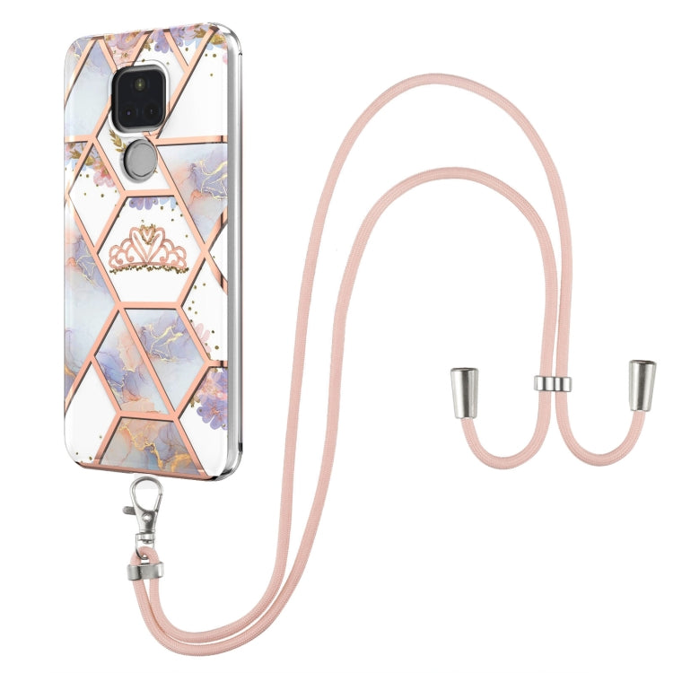 Electroplating Splicing Marble Flower Pattern TPU Shockproof Case with Lanyard, For LG Velvet 4G / Velvet 5G / G9, For Motorola Moto G Play 2021, For Motorola Moto G Power 2021, For Motorola Moto G Stylus 2021