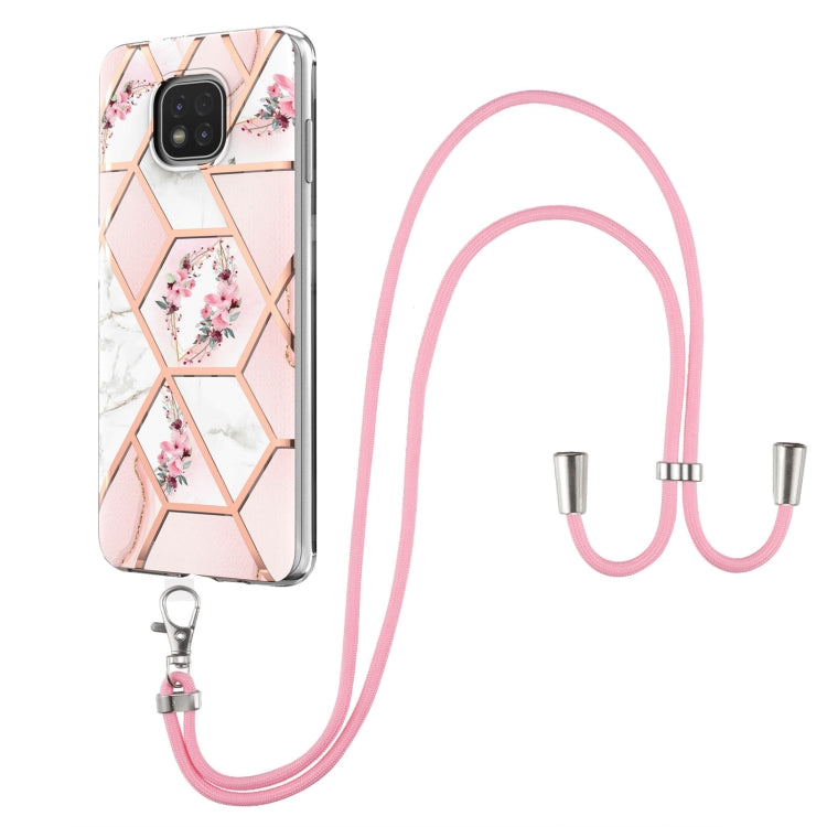 Electroplating Splicing Marble Flower Pattern TPU Shockproof Case with Lanyard, For LG Velvet 4G / Velvet 5G / G9, For Motorola Moto G Play 2021, For Motorola Moto G Power 2021, For Motorola Moto G Stylus 2021