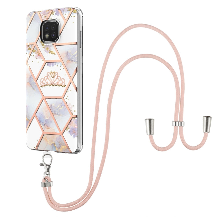 Electroplating Splicing Marble Flower Pattern TPU Shockproof Case with Lanyard, For LG Velvet 4G / Velvet 5G / G9, For Motorola Moto G Play 2021, For Motorola Moto G Power 2021, For Motorola Moto G Stylus 2021