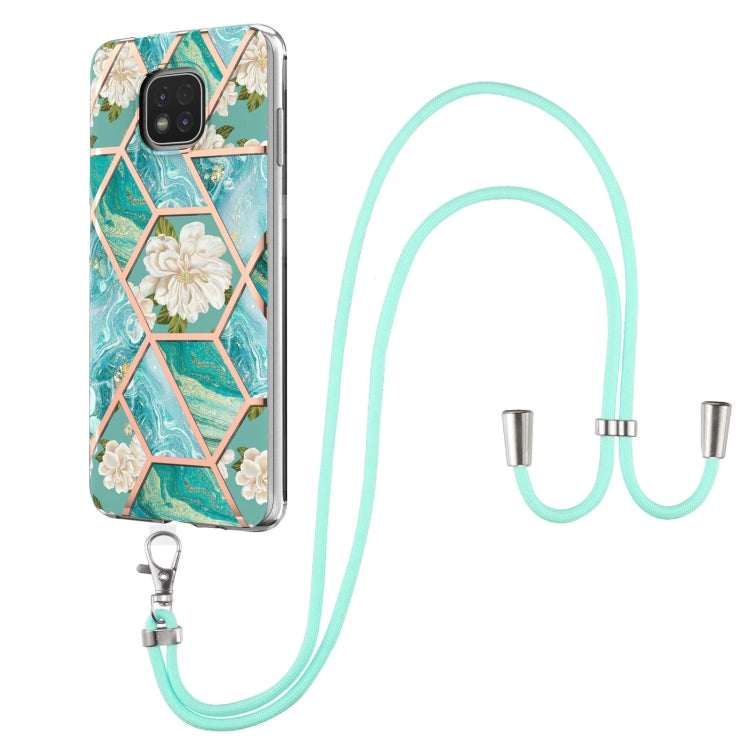Electroplating Splicing Marble Flower Pattern TPU Shockproof Case with Lanyard, For LG Velvet 4G / Velvet 5G / G9, For Motorola Moto G Play 2021, For Motorola Moto G Power 2021, For Motorola Moto G Stylus 2021