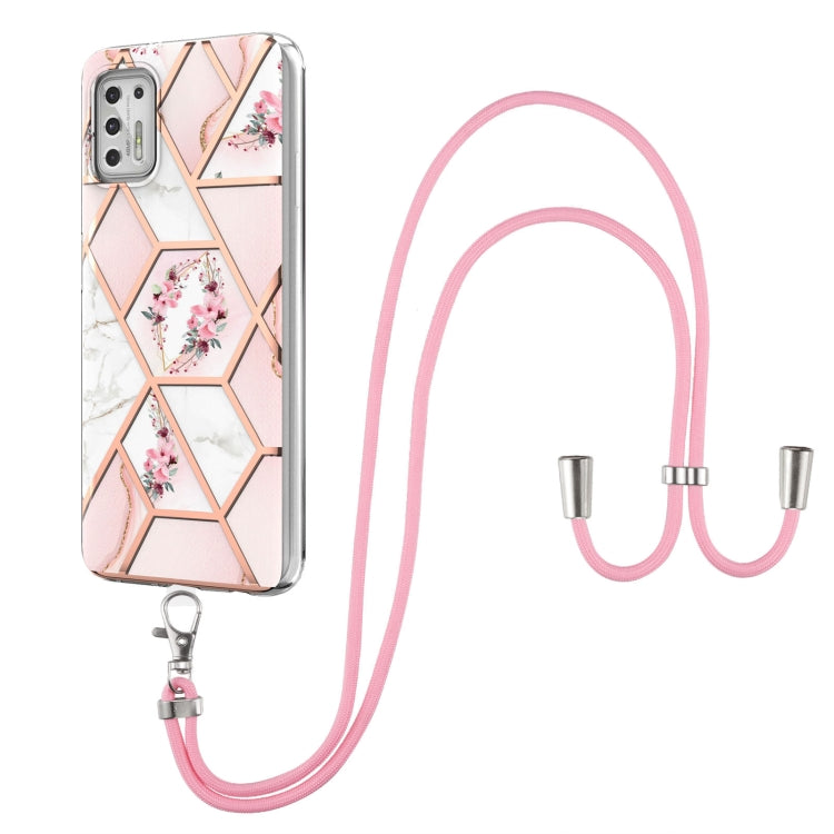 Electroplating Splicing Marble Flower Pattern TPU Shockproof Case with Lanyard, For LG Velvet 4G / Velvet 5G / G9, For Motorola Moto G Play 2021, For Motorola Moto G Power 2021, For Motorola Moto G Stylus 2021